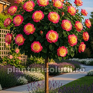 Trandafir Pomisor Pink Piano Bicolor Ghiveci 5L Inaltime 1,50cm